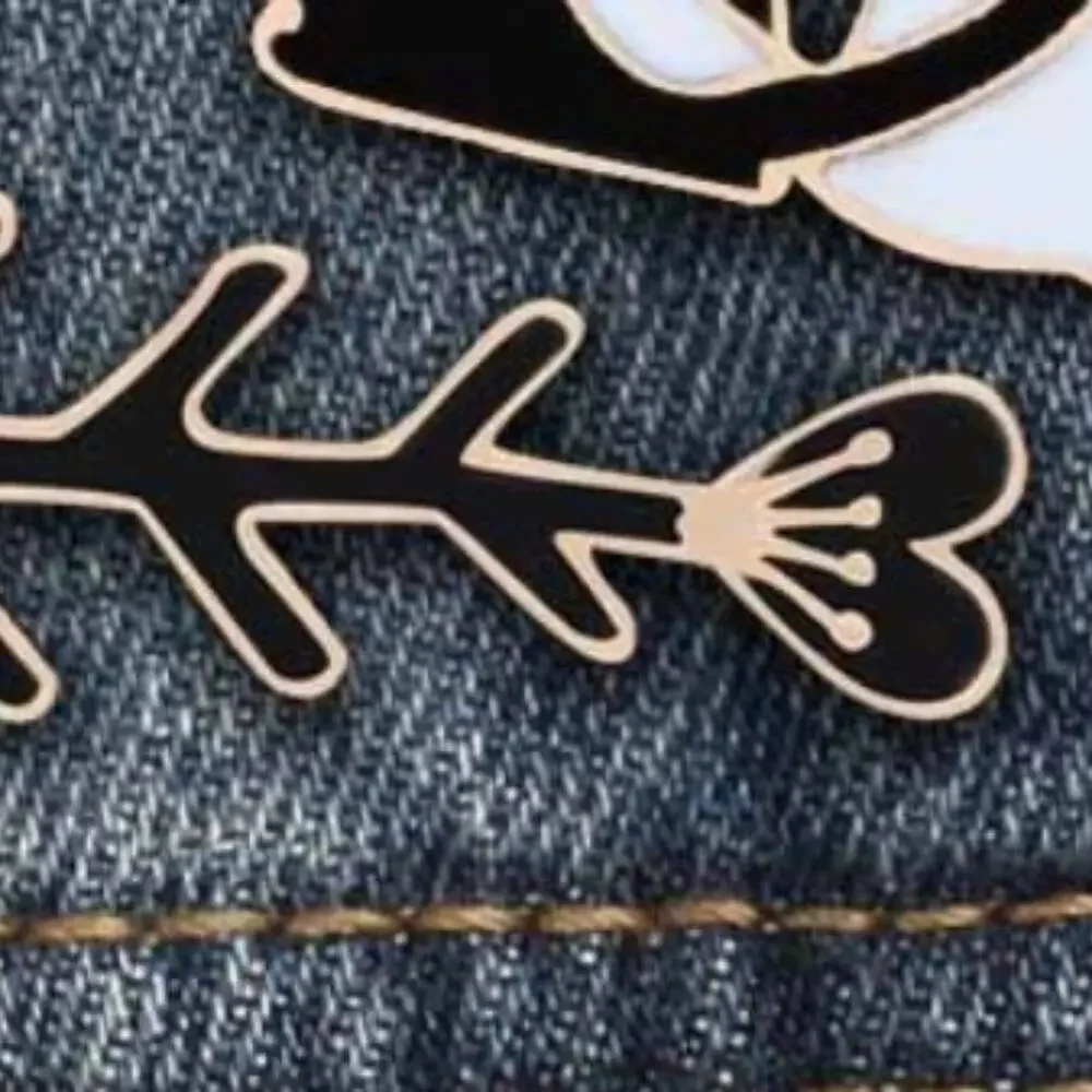 Black Fish Skeleton Pin Brooch